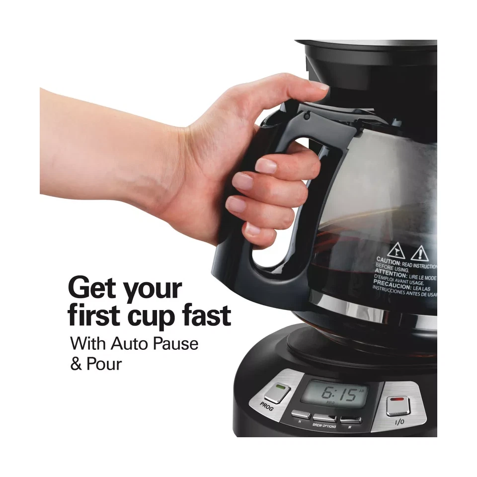 Hamilton Beach 12-Cup Programmable Coffee Maker with Brew Pause and Hot Plate - Image 3 of 4