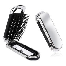 Foldable Hair Brush with Mirror Portable Travel Hairbrush for Women Men