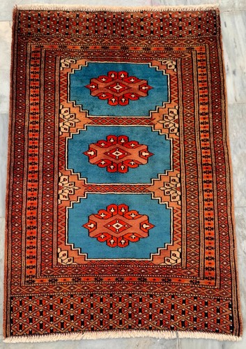 Vintage Afghan Taimani Rug Hand Knotted Bokhara Wool Area Rug 2x3 ft Free Ship