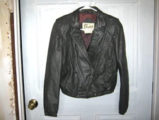 Woman's Berman's Leather Jacket Size 10 Gray Vintage Retro Biker