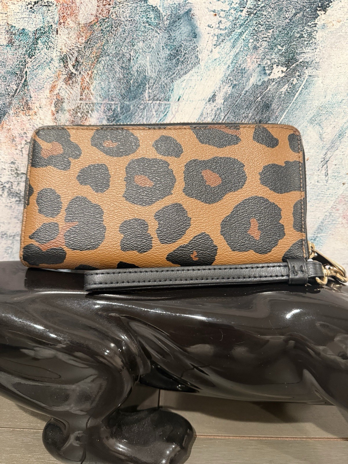 Coach Wallet Leopard Pattern Zip Around Leather A… - image 5