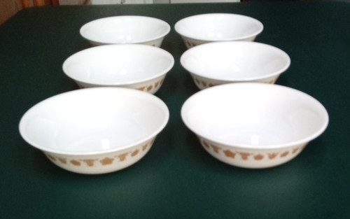Vintage Corning Corelle Butterfly Gold 6-1/4" Cereal Bowls Set of 6