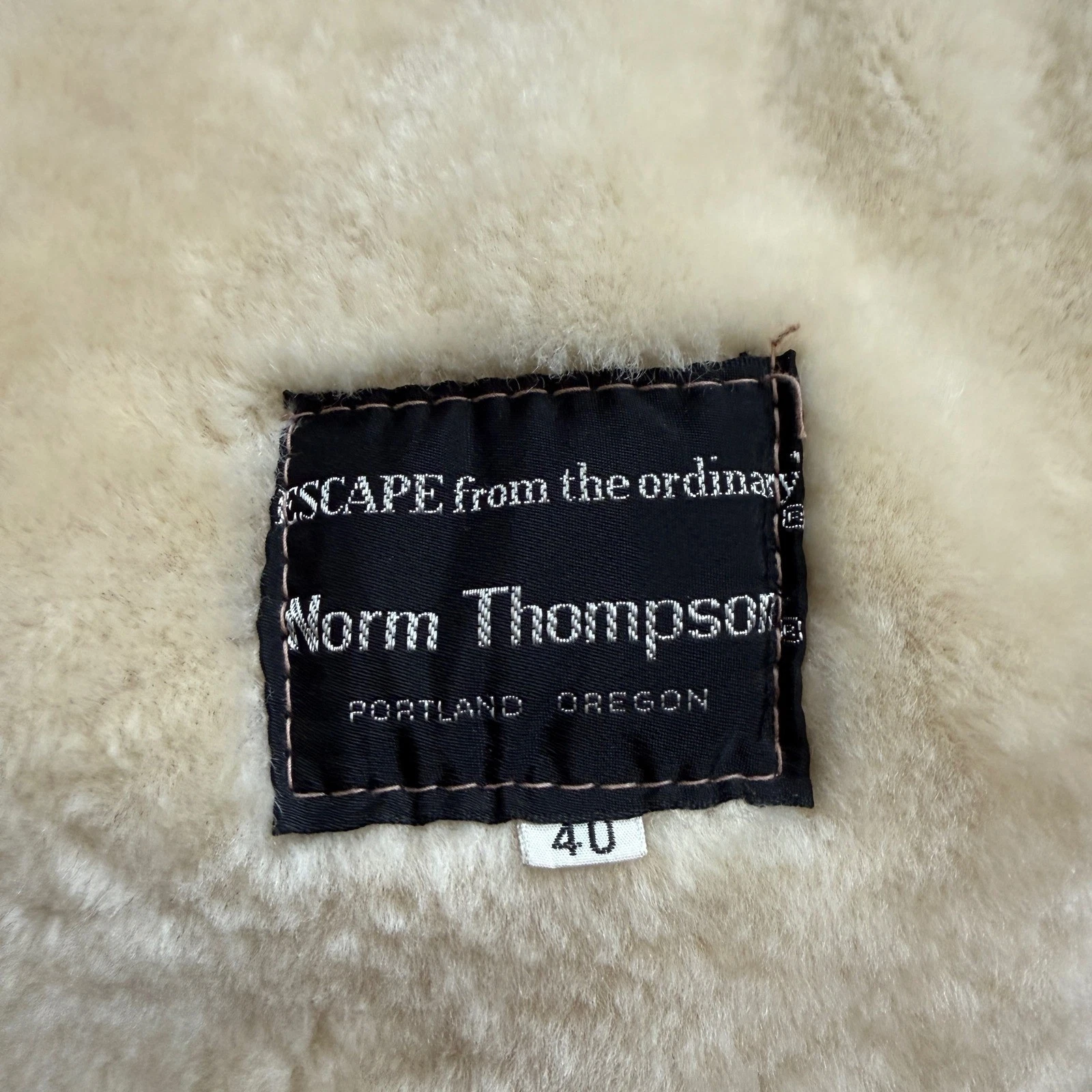 Vintage 70s Norm Thompson Mens 40 Shearling Sheepskin Coat Tan Suede Jacket - product detail image 3