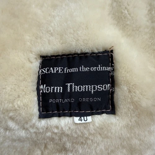 Vintage 70s Norm Thompson Mens 40 Shearling Sheepskin Coat Tan Suede Jacket image 3