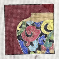 VIBRANT HAND PAINTED NEEDLEPOINT CANVAS: ORIENTAL VASE  BM