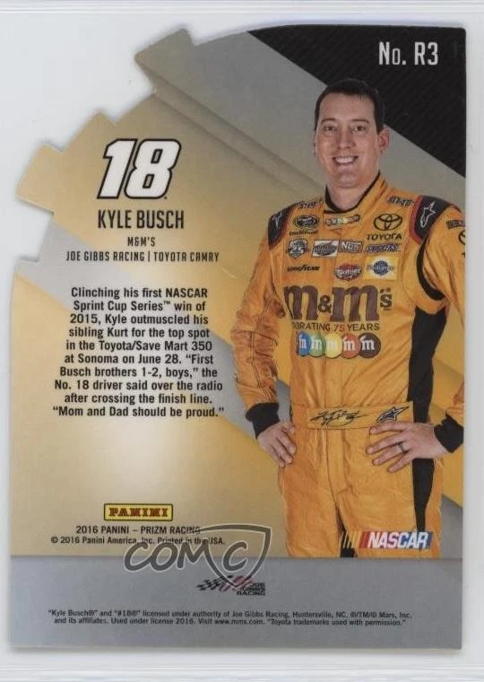 2016 Panini Prizm NASCAR Raising the Flag Kyle Busch #R3 - Image 2 of 2