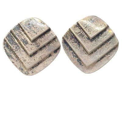 Vintage Sterling Silver Modernist Minimalist MCM Chevron Pattern Post Earrings