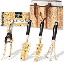 Aimerla Gardening Tool Set of 5 Heavy Duty Aluminum Garden Tools with Non-Slip