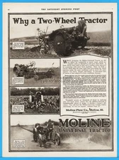 1918 Moline Plow IL Two Wheel Universal Tractor Cultivator Disc Harrow Mower Ad