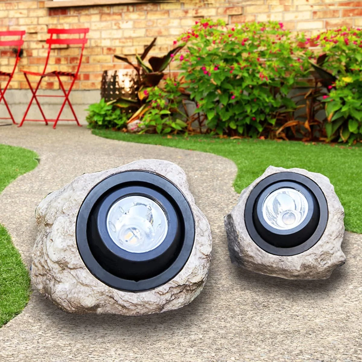 Rock Solar Garden Lights, Super Bright Solar Spot Lights, Solar Powered Landscap