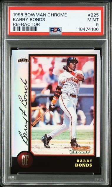 1998 Bowman Chrome #225 Barry Bonds Refractors PSA9 MINT
