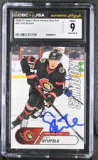 TIM STUTZLE SIGNED 2020-21 UPPER DECK ROOKIE BOX SET CARD #23 CGC 9 JSA 9 AUTO. rookie card picture