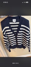 Willow And Wind Navy And White Striped Knitted Cardigan With Buttons, Size L