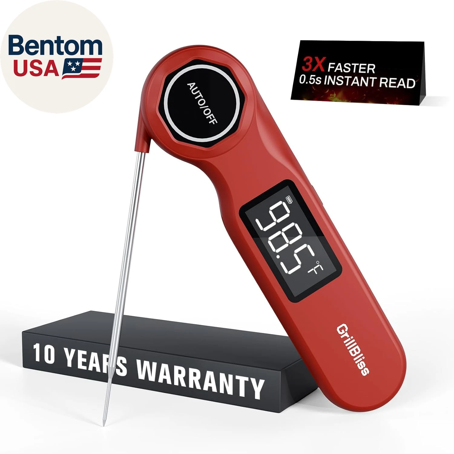 Instant Read Meat Thermometer, USB-C Rechargeable Digital Food Thermometer with