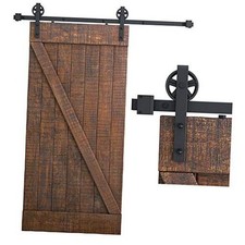 Heavy Duty Sliding Barn Door Hardware Kit, 4FT - 18FT, Black, Smoothly 6 Feet