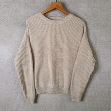 Sonoma Sweater Mens Medium Tan Solid Crew Neck Cotton Acrylic Long Sleeve Casual
