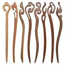 Ngdhkd 8 Pieces Wooden Hair Sticks Chinese 1 Count Pack of 8 , Brown