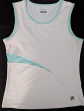 Fila Tennis Pickleball Tank Top, Medium, White And Light Teal