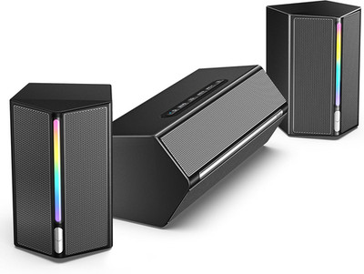 RGB Computer Speakers with Subwoofer, Volume Control & 3.5mm Aux Input