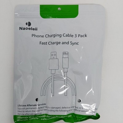 Naoeleii Charging Cable 3 Pack Fast Charge Sync iPhone USB Cord