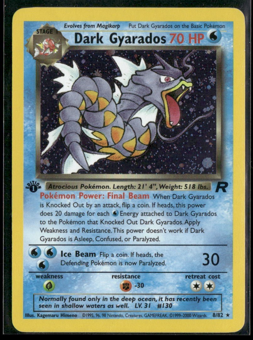 2000 Pokemon Team Rocket Dark Gyarados Holo 1st Edition Rare #8