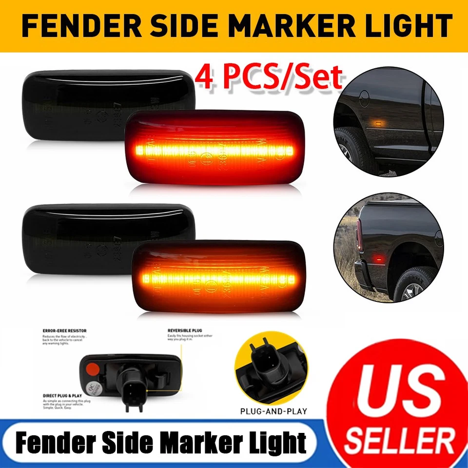 4-40 piezas para Dodge Ram 2500HD 3500HD 2010-2018 LED ahumado guardabarros luz de señalización lateral Foto 2 de 4