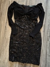 Lauren Ralph Lauren Women Size 0 Black Sequin Party Dress