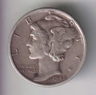 1942-S MERCURY DIME 10¢ SAN FRANCISCO 90% SILVER COIN UNITED STATES MINT
