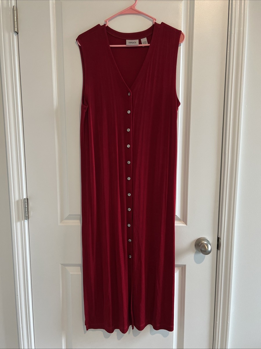 Chicos 2 Womens Dress Or Duster Cranberry Color Travelers