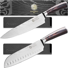 Kessaku 8" Chef & 7" Santoku Knife Set - Samurai Series - Stainless Steel