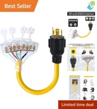 Reliable 30 Amp Generator Adapter with Dust Protection - 4-Way Outlet Splitter