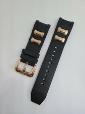 Invicta Russian Diver Black Polyurethane Strap Band Rose Gold Inserts