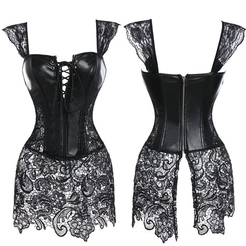 Steampunk Corset Top Women Corset Sexy Bustier Gothic Corselet Leather Bustier - Picture 31 of 34