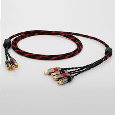 HiFi Copper Splitter Stereo Audio RCA Cable 2 Male to 4 Female Gold Plated Plug