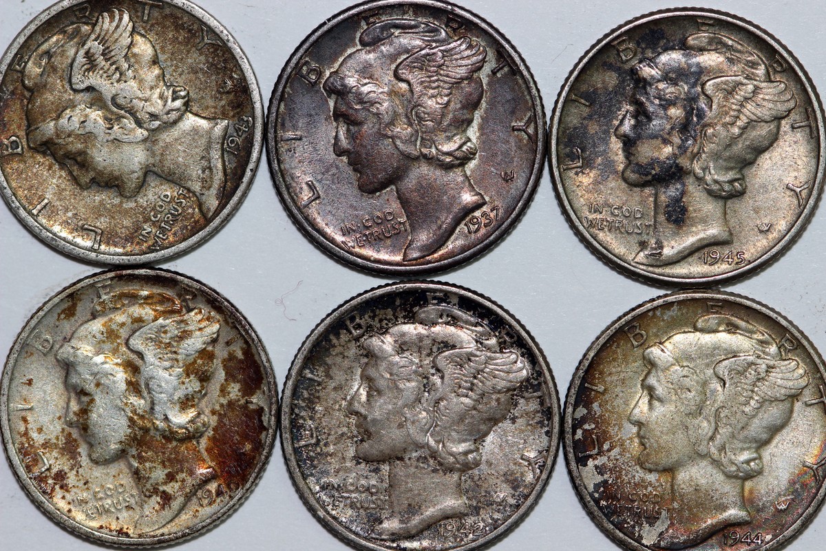 1937-1940-1942-1943-1944-1945 Nice Toning Winged Liberty 90