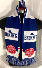 Broker's The Worlds Best Gin Advertising Scarf Blue White Thick Warm 6”X52”
