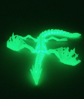 BONE SKELETON DRAGON Articulated Flexi 12'' 3D Printed Figure GLOW IN DARK