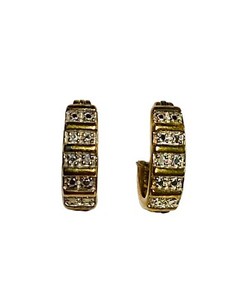 Authentic Vintage Sterling Silver 925 Gold Plated Earrings U Hoops Marcasite Filigree