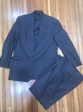 Brooks Brothers 346 Stretch Gray Wool Blend Pin stripped Suit 44L Pts 40x33