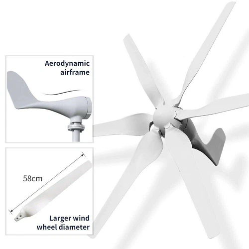 800W 24V Horizontale Windkraftanlage Kits Windgenerator Windräder mit Laderegler - Bild 17 von 21