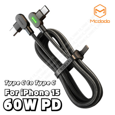 Mcdodo 60W LED Elbow PD Type-C USB C to USB C Fast Charging Cable Charger Cord
