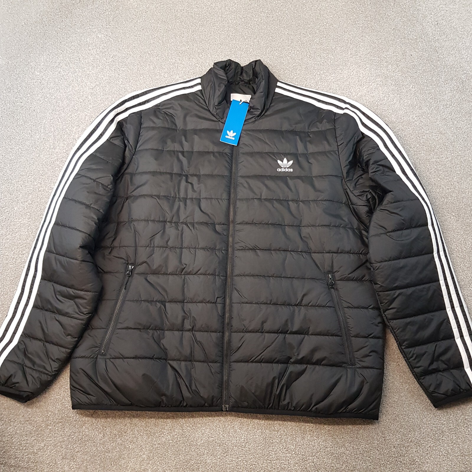 ALTRA Adidas Giacca Uomo 2XL XXL Nero Trapuntato Imbottito Puffer Coat Originale SST Trifoglio
