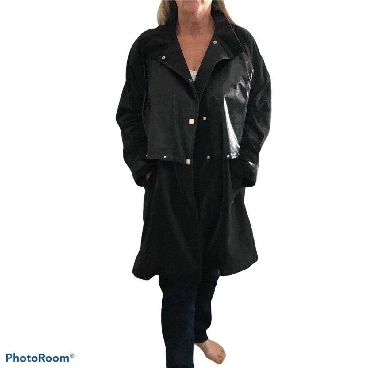 Classic Et Dieu Crea La Femme Womens Lined Wet Weather Coat Black Knee Length XL