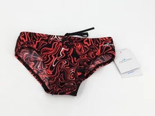 DOLFIN Mens Reliance Black and Red Forcefield Racer Speedo Size 30