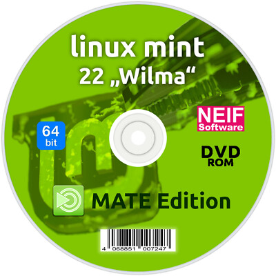 Linux Mint 22 ''Wilma'' MATE Edition Deutsch auf DVD oder USB-Stick NEU August 24