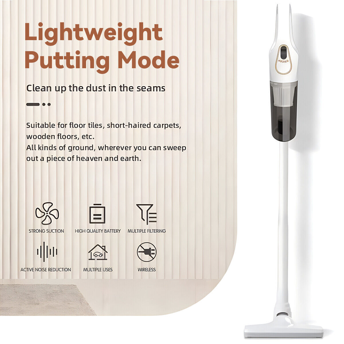 Upright 3 in1 Cordless Vacuum Cleaner Stick Powerful Handheld Wireless