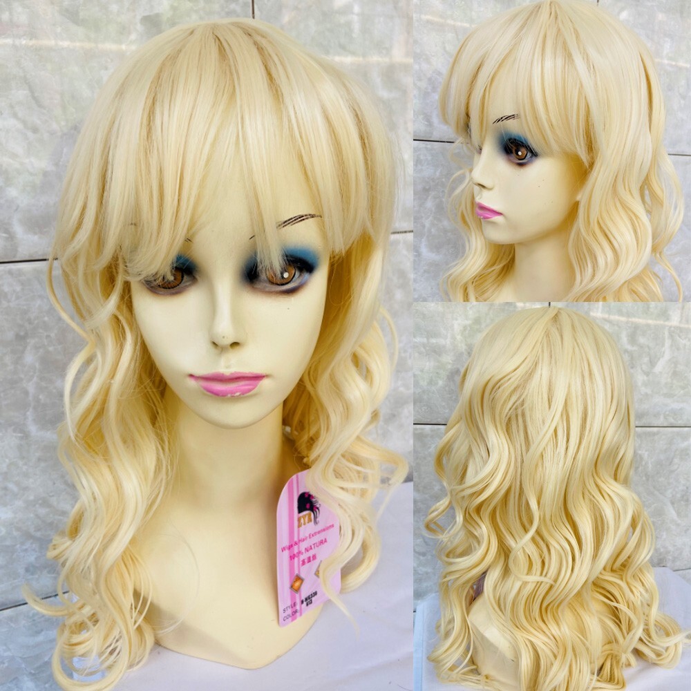 Blonde 613 Beach Waves Bangs Wig Amazon.com : RONGDUOYI RDY 613 Blonde Body Wave Wig for  main image 3