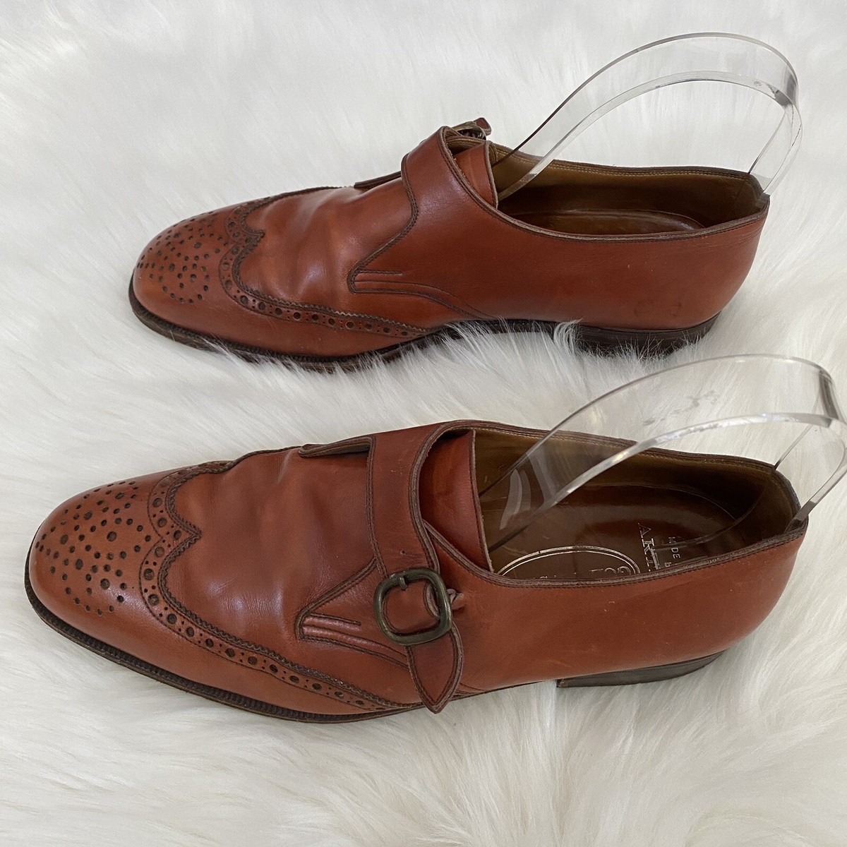 Artioli Golden Star Made In Italy  Brown Upper Leather monk strap Shoes Size 9.5 Italian Leather Monk Strap in Tobacco main image 4