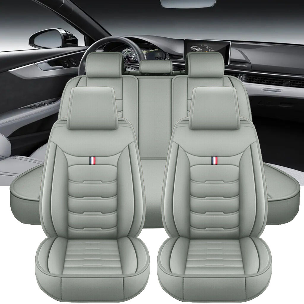 Car Seat Cover 5-Seats Front Rear Leather For Chevrolet Silverado GMC 1500 2500-image