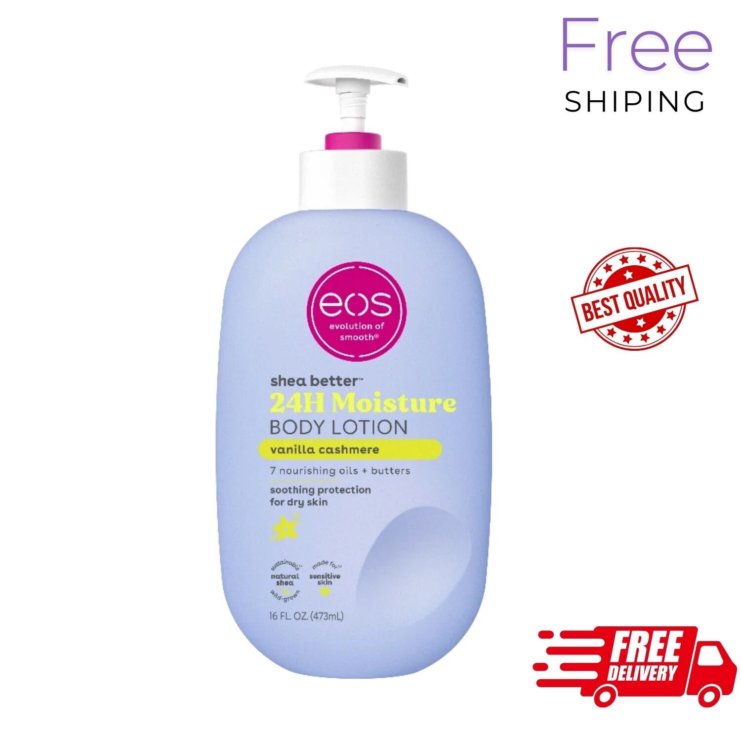 EOS Shea Better Hydrating Body Lotion Vanilla Cashmere Scent 16 oz  